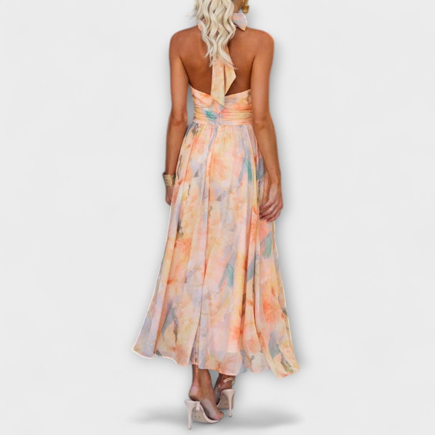 Maxi Sukienka Akwarelowa Halter
