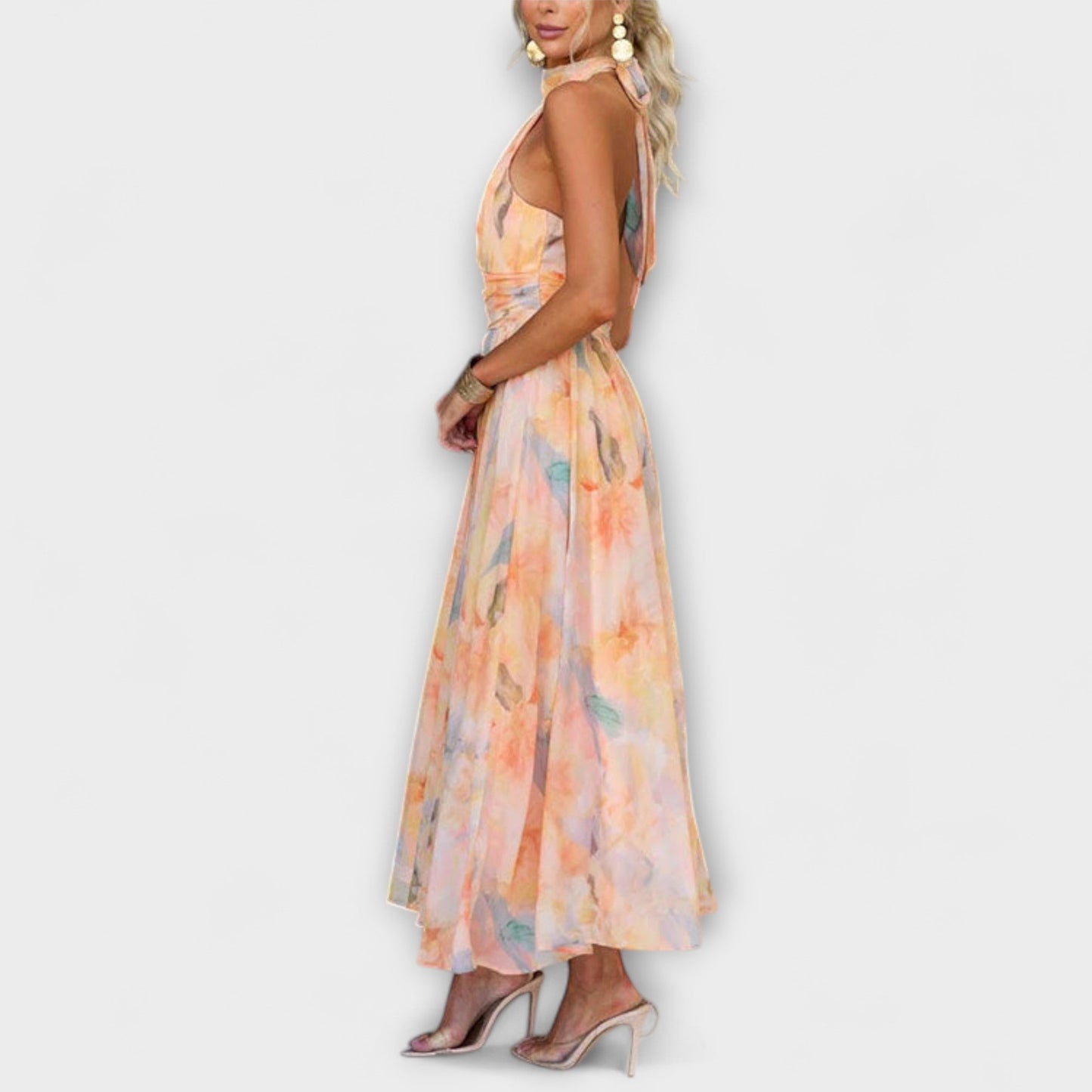 Maxi Sukienka Akwarelowa Halter