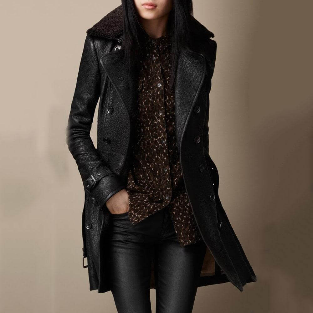 Skórzany Trench Diana