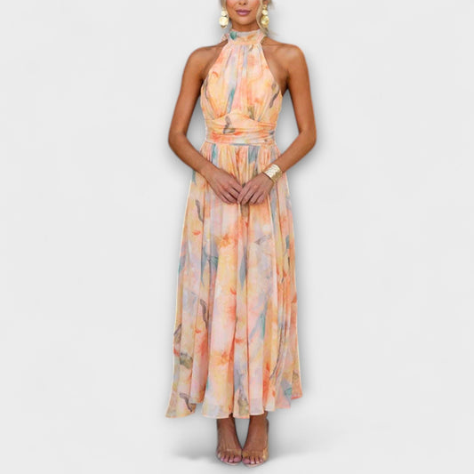 Maxi Sukienka Akwarelowa Halter